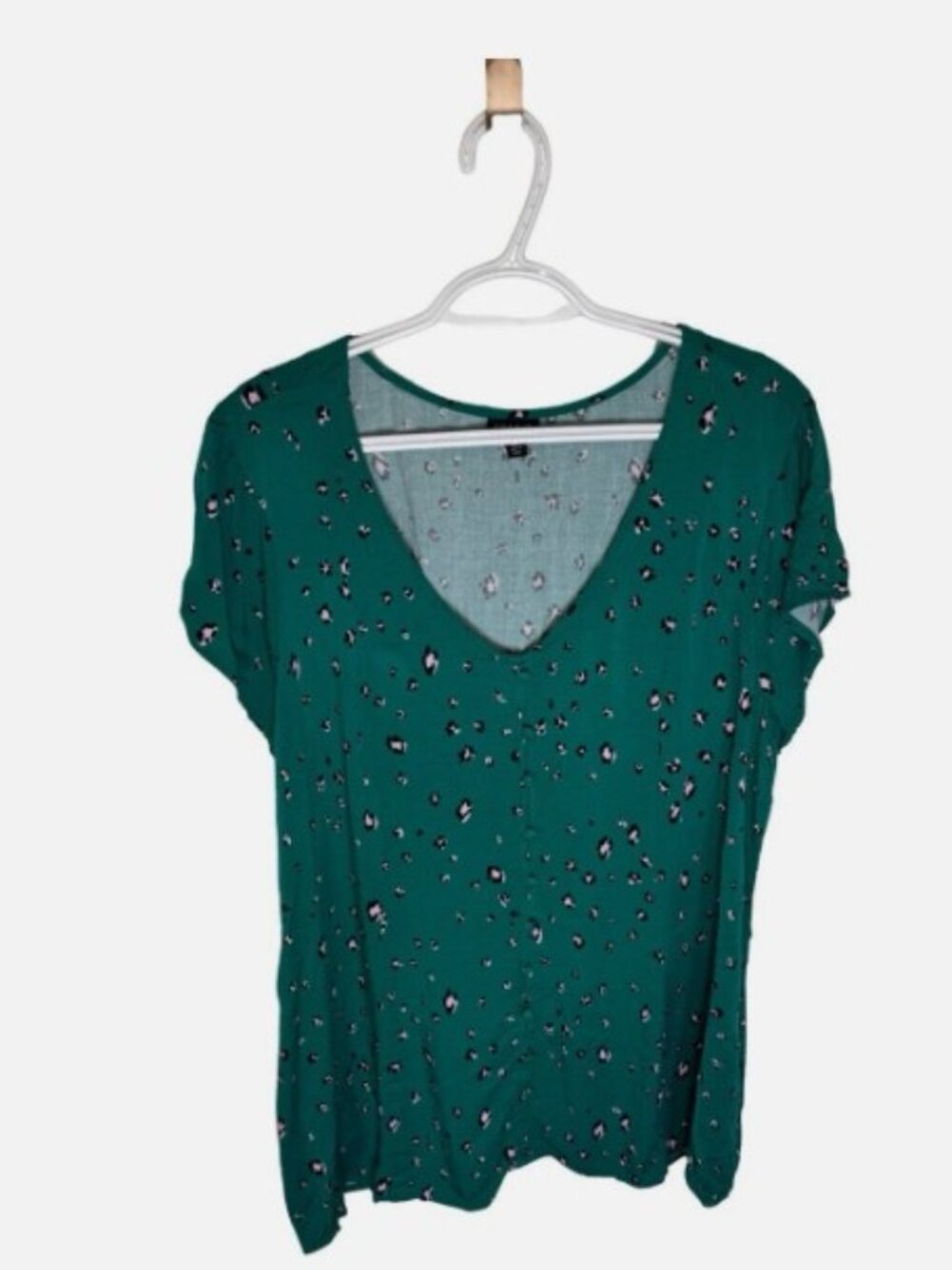 Torrid Blouse Women's Plus Size 2 (18-20) Emerald Green Leopard Corset Back
